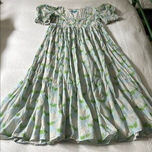 Darlington Isla White Hydrangea Print Cotton Maxi Dress, Size Medium